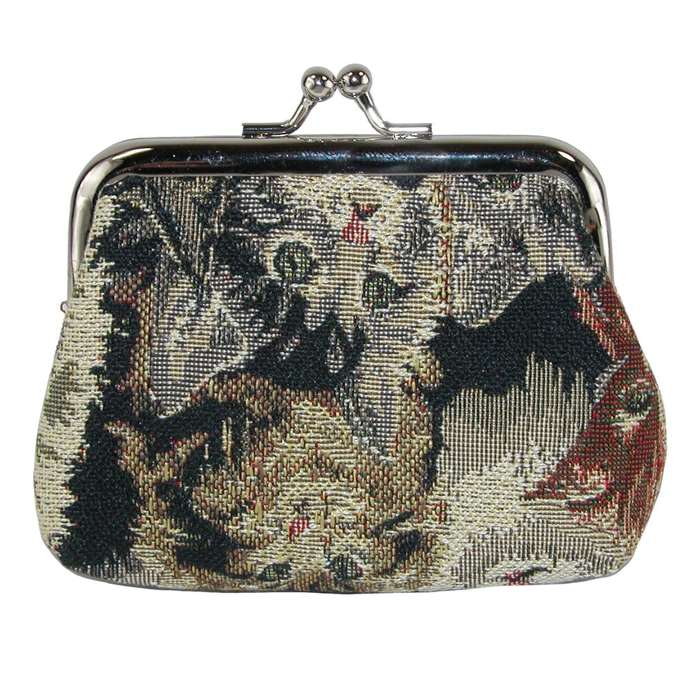 2703 Cat Print Tapestry Coin Purse Wallet, Cat